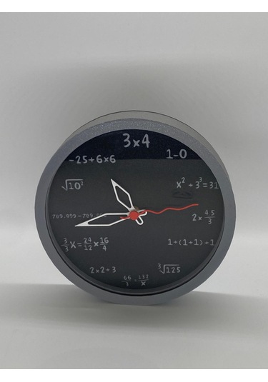 Matematik Temalı Duvar Saati, Siyah Kasa, Zamanı Bilimle Yorumla Siyah