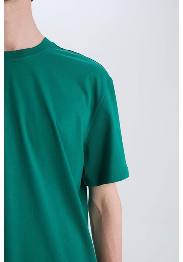 DeFacto %100 Pamuk New Regular Fit Bisiklet Yaka Basic Düz Kısa Kollu Tişört V7699AZ25SPGN1041