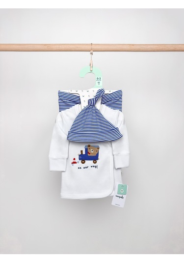 Sezgibaby 3lü Erkek Bebek Zıbın Seti Mavi
