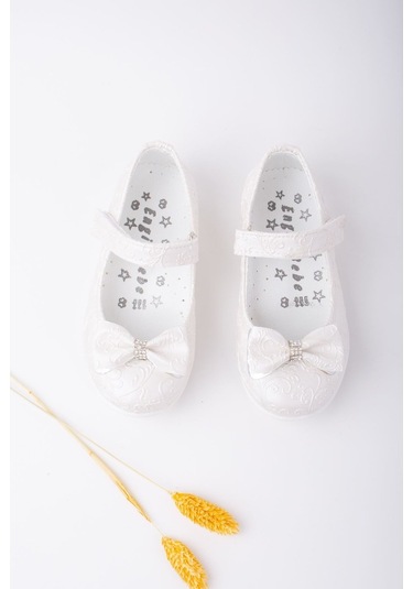 Gimer - Fiyonklu Kız Bebe Ayakkabı - Eng012617G Beyaz