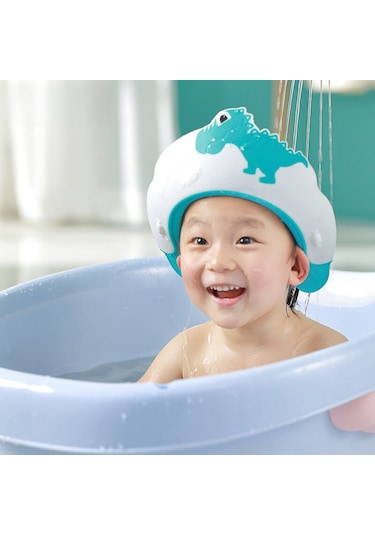 Teltree Küçükler İçin Su Geçirmez Şampuan Sapkası, Ayarlanabilir Kafa Çapı, Geniş Su Engeli Ve Kulak Koruması, Sevimli Krokodil Desenli Sarı