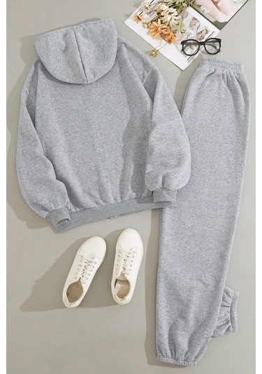 Fermuarlı Ceket Takım Eşofman Takımı Gri