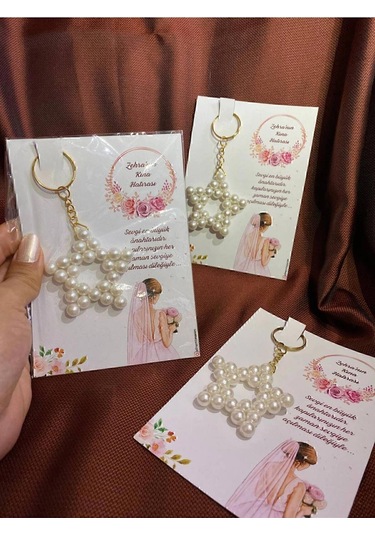 15 Adet İnci Yıldız Anahtarlık Nikah Düğün Kına Nişan Sünnet Hafizlik Vers. 32