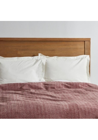 Karaca Home Sandra Bordo Çift Kişilik Balık Sırtı Pamuk Battaniye Bordo