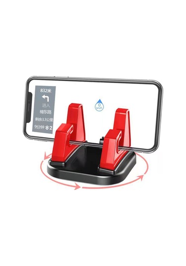 Wezone Araç Telefon Tutucu 360 Döner Sabitli Abs+kauçuk Evrensel Cihazlı 6x6x4.5cm Kırmızı Kırmızı