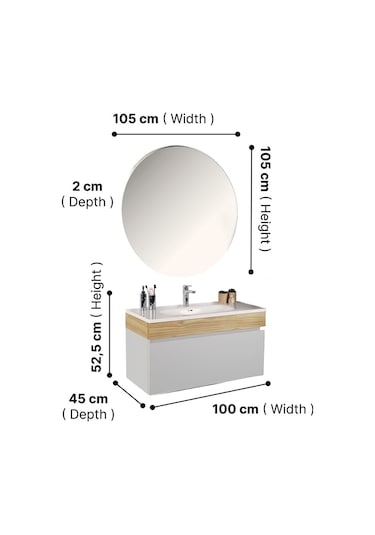 Kobos Harmony 100 Cm Banyo Dolabı Seti Bianco + Meguro Beyaz