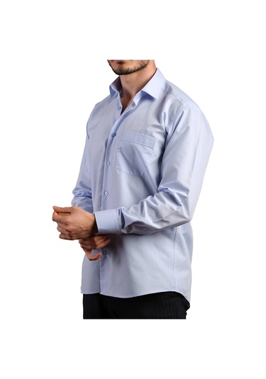 Mavi Büyük Beden Rahat Kesim Cepli Uzun Kol Regular Fit Erkek Gömlek - 150-5 001