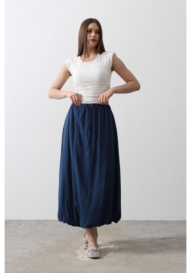 Beli Bağlamalı Balon Etek - İndigo İndigo