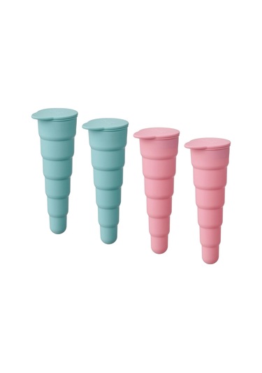 4 Adet Dondurma Kalıbı,meridyendukkan Pembe-turkuaz Renk 16 Cm, 4 Adet Silikon Kauçuk