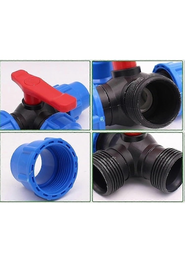 Plastik Üç Yollu Küresel Vana, T Tipi Pe Su Borusu Bağlantı Vanası, Su Borusu Hızlı Bağlantı Parçası, Çap 50 Mm Diğer