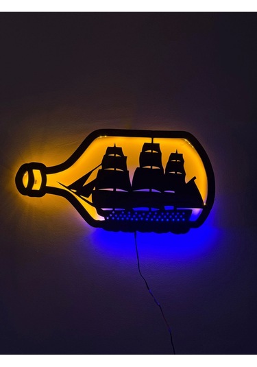 Gemi Temalı Led Işıklı Tablo