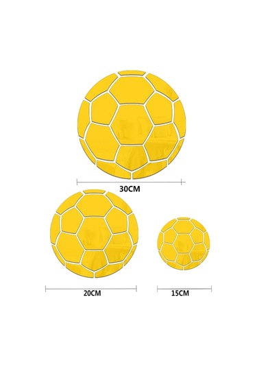 Sones 30cm Futbol Akrilik 3d Duvar Çıkartmaları Kendinden Yapışkanlı Ev Arka Plan Duvar Dekorasyonu Ayna Macunu Gümüş