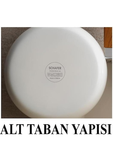 Schafer Ceramoni Seramik Tava 24 Cm Cam Kapaklı Krem Krem