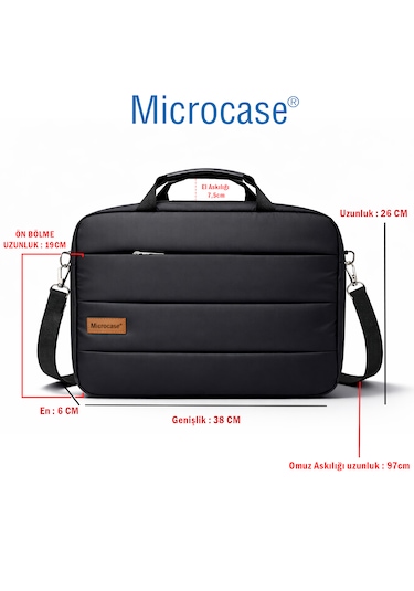 Microcase Apple Uyumlu MacBook Air 13 İnch M4 2025 İle Notebook Evrak Çantası Siyah Al5496
