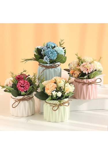 Florada Şeker Renkler Çiçeksiz Dekoratif Sukulent Ve Kaktüs Saksı Seti, Sunumluk 4'lü