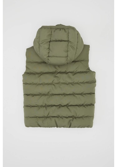 DeFacto Erkek Bebek Su Geçirmez Kapüşonlu Fermuarlı Şişme Yelek A2221A525SPKH202 Haki