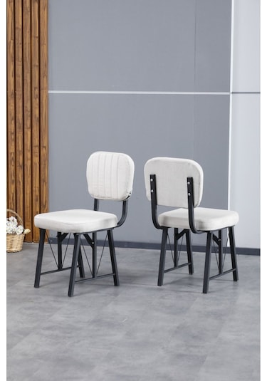 Hayat Serisi Mutfak Sandalyesi, Yemek, Bahçe, Kafe, Modern Sandalye 2 Adet - Krem Krem