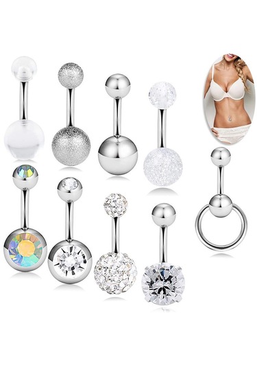 Homyl 9 Adet Göbek Halkası Dangle Elmas Takılar Kadınlar Altın - Gül