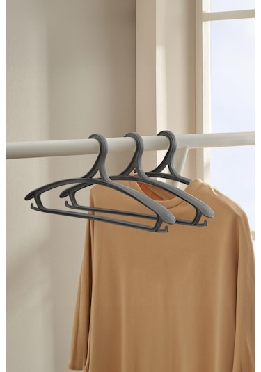3 Lü Geniş Kıyafet Ve Elbise Askısı Füme 43 Cm Siyah