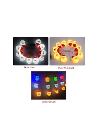 Shineyee Noel Gönüllü Beyazı Led Işık Zinciri - 3 Metre 20 Işık, Renkli, Pil Li Pil Dahil Değil