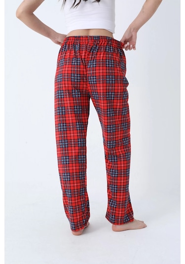 Ekose Desenli Beli Lastikli Unisex Pijama Altı Ekose5