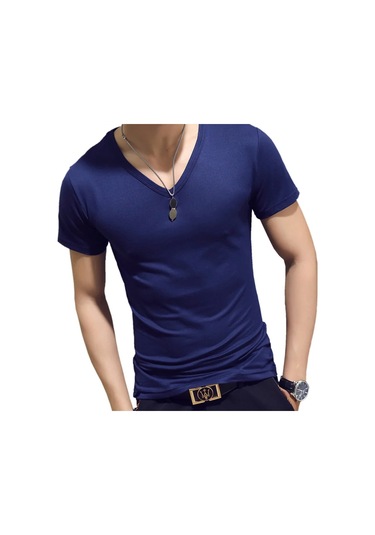 Snapbuymoda Erkek Yazlık Kısa Kollu V Yaka Polyester Tişörtyellowerkek Yellow