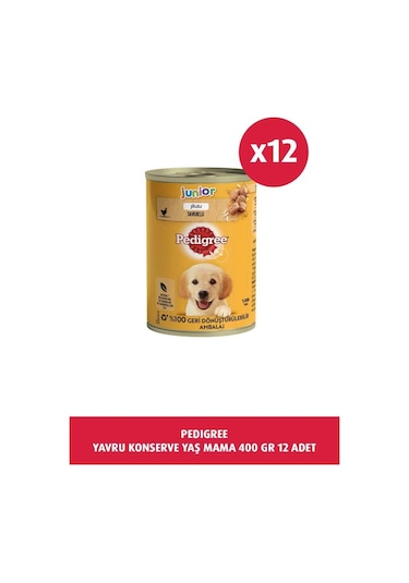 Pedigree Tavuklu Yavru Konserve Köpek Yaş Mama 400 G X12