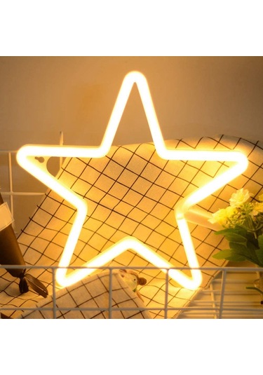 Fosenze Yıldız Şekilli Led Neon Işık, Usb/aa Pil İle Ev Odası Dekorasyonu, Pvc Malzeme, Güvenli Ve Dayanıklı Diğer