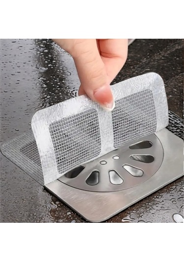 10 Adet Kendinden Yapışkanlı Gider Kapağı Çelik Banyo Süzgeci Gri