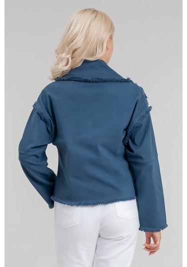 Kadın Power Likralı Pamuklu Kumaş Kol Ve Önü Çıt Çıtlı Pis Dikişli Mont Petrol