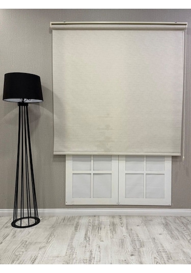 Lüks Güneşlik Düz Stor Perde Krem Krem