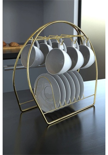 Magic Objects Gold Fincanlık - Gold 6lı Fincan Standı Gold