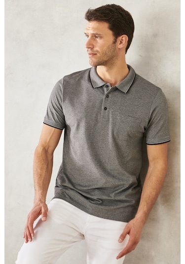 Ac&Co / Altınyıldız Classics Polo Yaka Cepli Regular Fit Bol Kesim Düz Tişört - 526085954 Gri Ac&Co / Altınyıldız Classics Polo Yaka Cepli Regular Fit Bol Kesim Düz Tişört - 526085954 Gri