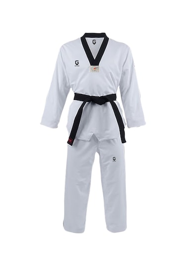 Fitilli Siyah Yaka Taekwondo Elbisesi Dobok Beyaz