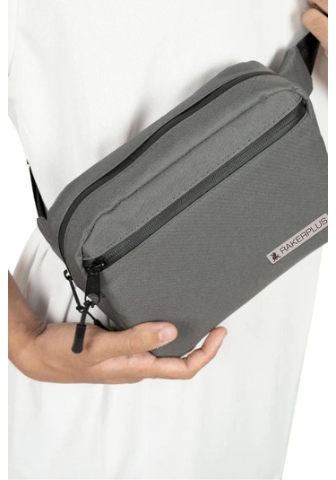 Rakerplus Gri Unisex Minimal 21x15x5 Cm Bel Ve Göğüs Çantası Natural