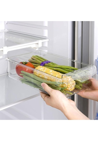 Qingmipy Buzdolabı Çekmece Düzenleyici, Yiyecek Saklama Kutusu, Kolay Kayar, Şeffaf, Pp Malzeme, 30x16x8cm Şeffaf