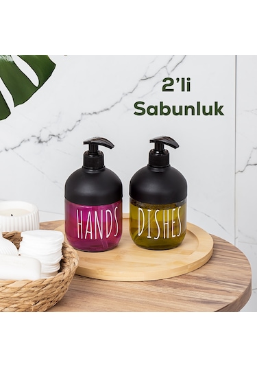 Porsima C-527 Cool Cam Sıvı Sabunluk Seti 2'li 425 ML Siyah