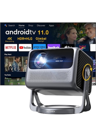 Ultımea Poseidon C40 - 600 Ansılümen, Android Tv 11, Netflix Wi-fi 6 & Bluetooth 5.3, Max.120" 4k Projeksiyon Utm U0322