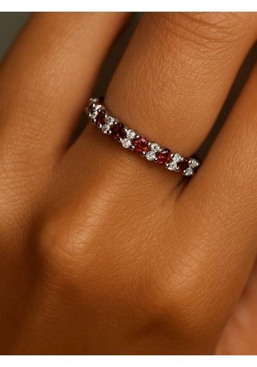 Lapshov 925 Ayar Gümüş Granat Taşlı Yüzük 11221094 Diğer