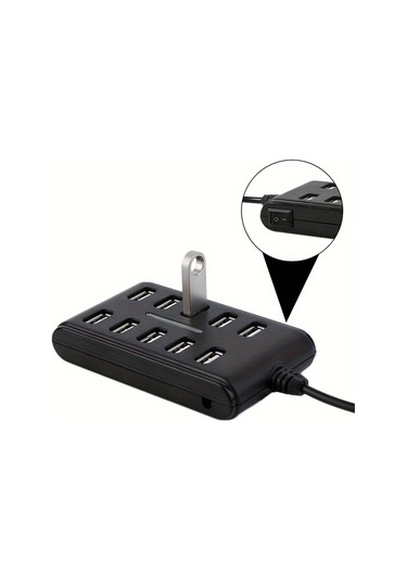 Oldfriend 10'lu Taşınabilir Usb Hub Multiport Adaptör Siyah Abs Yapı 36v Fare Klavye