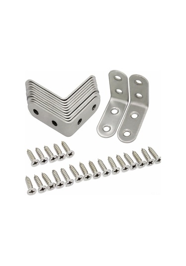 Youtek 10 Adet Paslanmaz Çelik 90 Derece Açı Braketi - 40x40mm, 4 Delikli, 40 Vidalı, Dayanıklı Raf Ve Mobilya Donatı Diğer