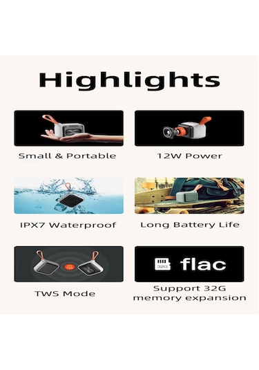 Reedark Mini Bluetooth 5.0 Hoparlör 12w Taşınabilir Subwoofer Açık Hava Kompakt Ses Sistemi