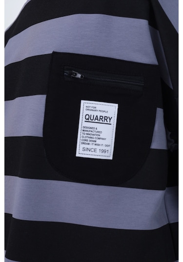 Toontoy Erkek Çocuk Çizgili Sweatshirt Koyu Gri