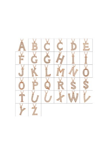 925 Ayar Gümüş Rose M Harfi Kadın Gümüş Kolye Gümüş