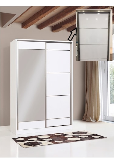 Doğandekorasyon Bora 120 Cm Sürgülü Dolap Gardırop Vestiyer Portmanto