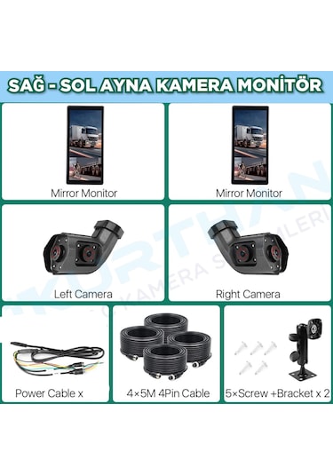 Sağ-sol 10.36 İnç 2 Ch Elektronik Yan Ayna Kamera Bsd-dvr-ıps 12 24 Volt