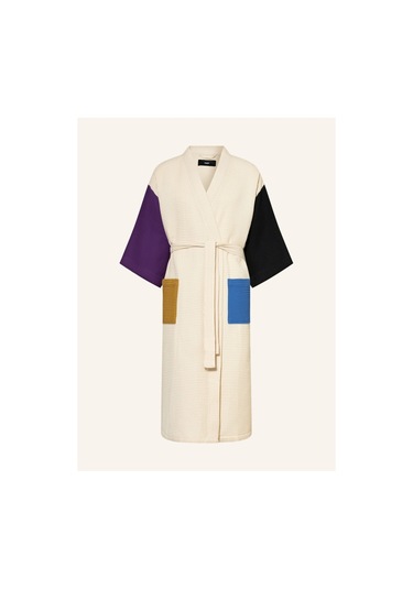 Hay Unisex Kimono Waffle 125 Cm Şal Yaka Çift Halkalı Kemerli Mor