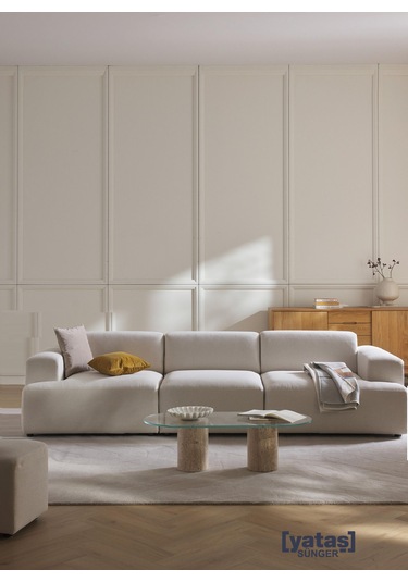 Most Mollista 3 Modül Kanepe Koltuk 01 Kırık Beyaz Keten Kumaş Yu