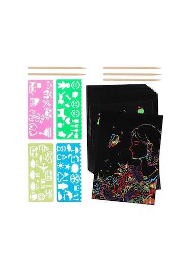 Gökkuşağı Çizik Kağıdı Sanat Seti Çizik Kağıdı, Siyah Çizik Kağıdı Sağlar