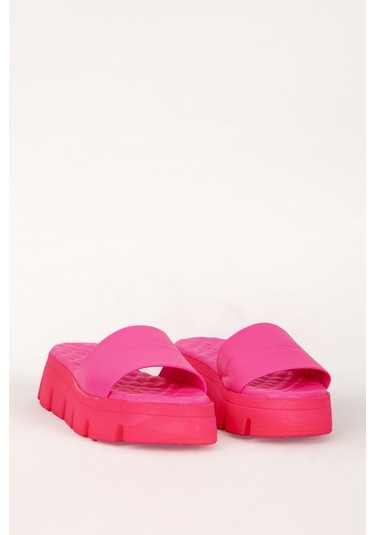 Dericlub 7657 Gerçek Deri Kalın Taban Terlik Fuşya